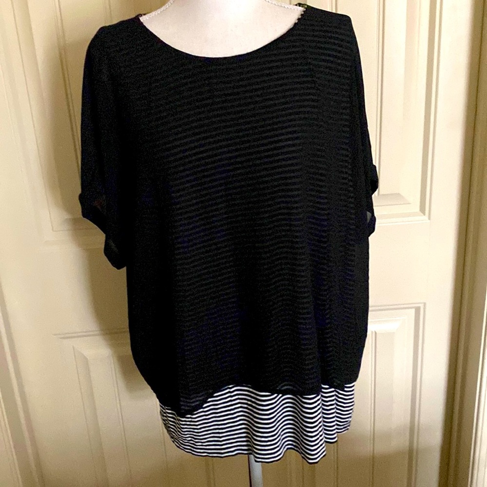 Chicos tee shirt with silky chiffon over lay